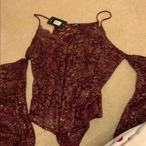 FashionNova Lace Glittery Bodysuit
